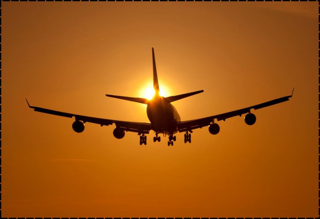 Boeing 737 flying through the sky